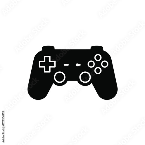 Black joystick controller icon game gaming