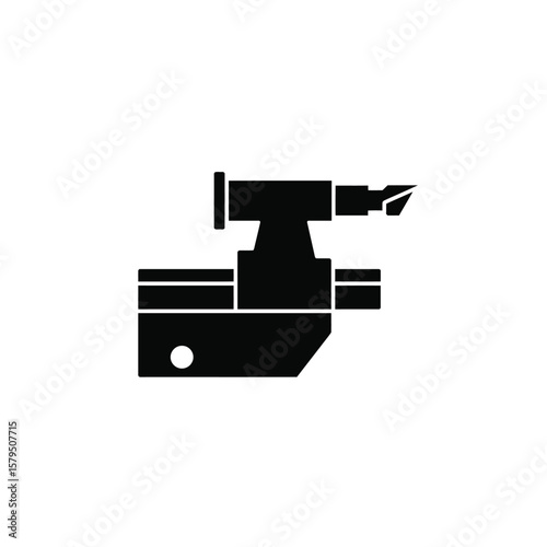 Lathe tool post black silhouette machine metalworking