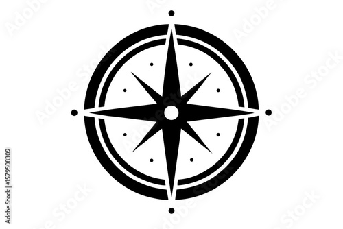 Nautical travel compass direction navigation symbol silhouette vector illustration