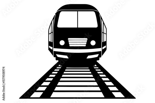 Locomotive train transportation vehicle travel railway silhouette vector illustration