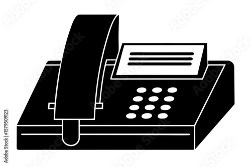 Detailed fax machine office equipment silhouette vector illustration