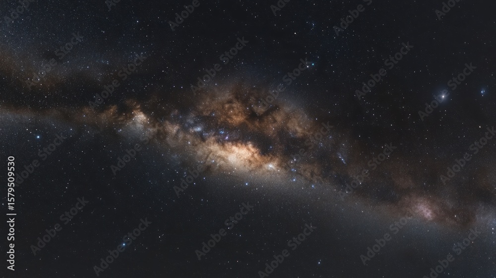 Fototapeta premium A vast expanse of space, speckled with stars, featuring a prominent band of the Milky Way