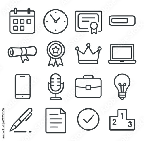 Achievement icons collection, award symbols set. success and accomplishment design elements