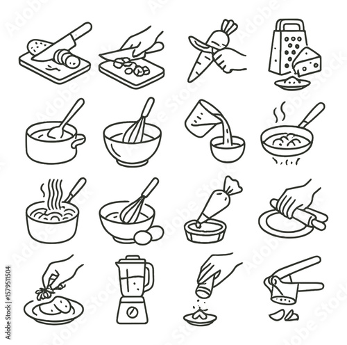 Cooking icon collection: kitchen symbols, culinary tools. baking and cooking set