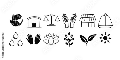Set of 13 farm and gardening icons vector
