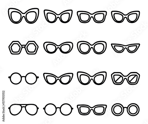 Fashion eyewear collection, stylish glasses designs. eyeglasses and spectacles set