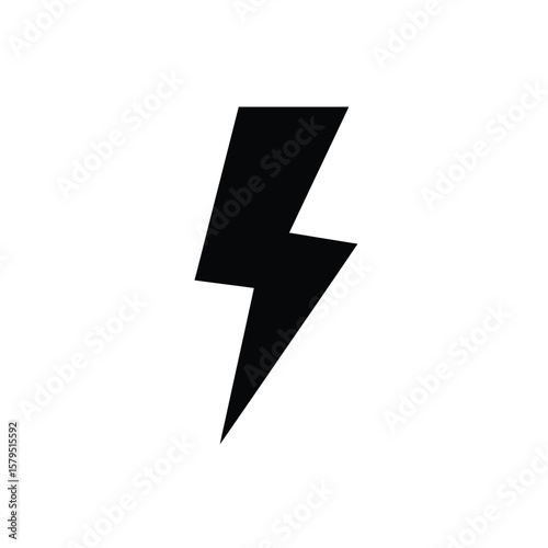 Black lightning bolt symbol on white energy graphic