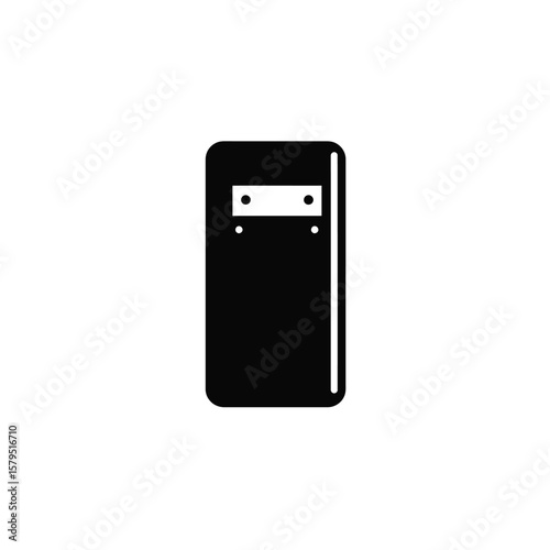 Black riot shield icon with clear visor protection