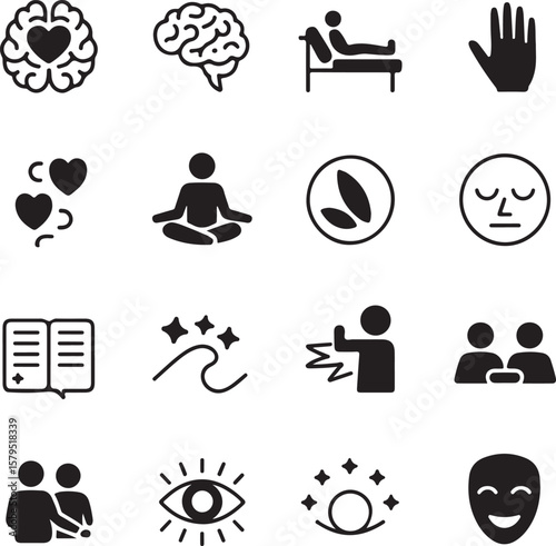 Holistic Wellness Mind, Body, and Spirit Icons Set –  Promoting Mental, Physical, and Spiritual Health