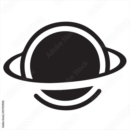 Silhouette Style Vector Planet Logo Design – Minimal Space Icon with Orbit Rings, Astronomy Theme, Celestial Body Graphic for Branding, Science Projects, Stickers, and T-Shirt Prints