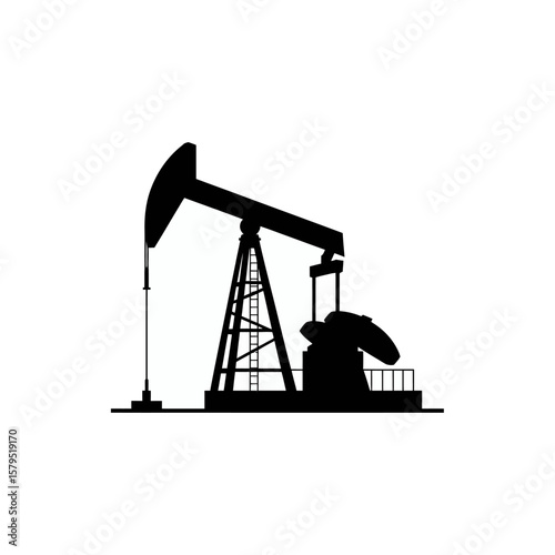 Monochromatic Image of a Pumpjack Oil Rig in a Petroleum Field