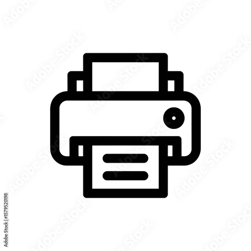 Simple Bold Line Drawing of a Printer Machine Ready to Print Documents Nicely