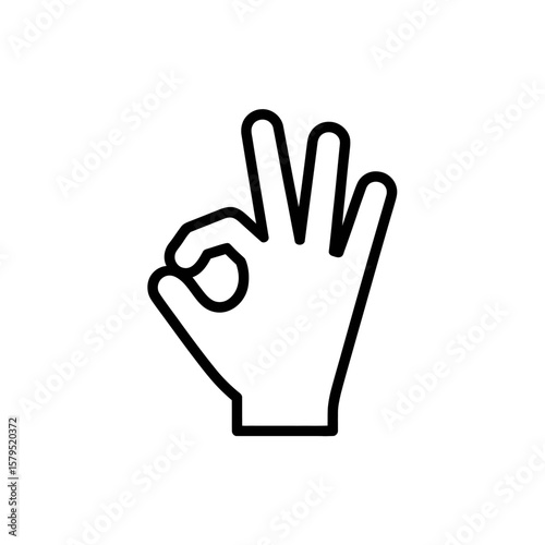 Okay Hand Gesture Illustration Simple Agreement Approval Hand Symbol Success Sign