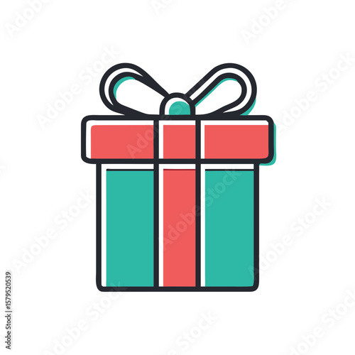 Colorful gift box with bow in festive style for Christmas  