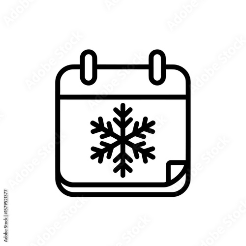 Winter Holiday Calendar with Snowflake for December and Cold Weather Planning Reminder