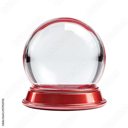 Empty Red Snow Globe Festive Decoration Winter Holiday | isolated on transparent background, perfect cutout, PNG