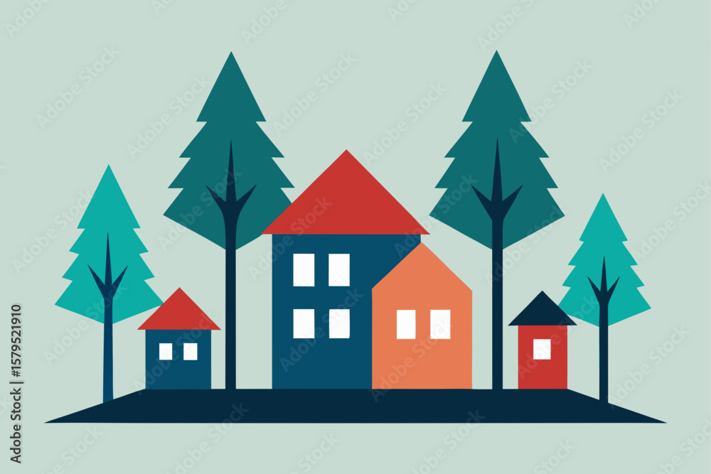 Obraz premium vector illustration of a christmas house