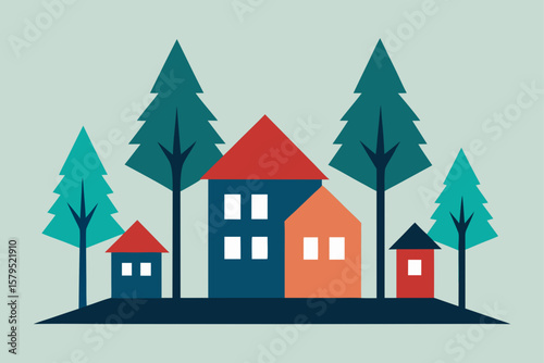 vector illustration of a christmas house