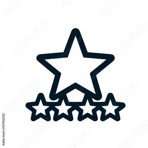 Minimalist five-star rating icon on white background