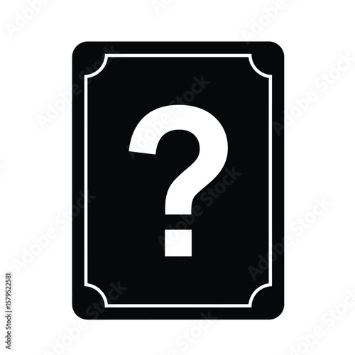 Black card question mark icon vector