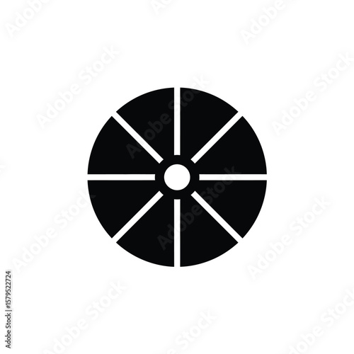 Black circular spinner with radiating lines icon graphic
