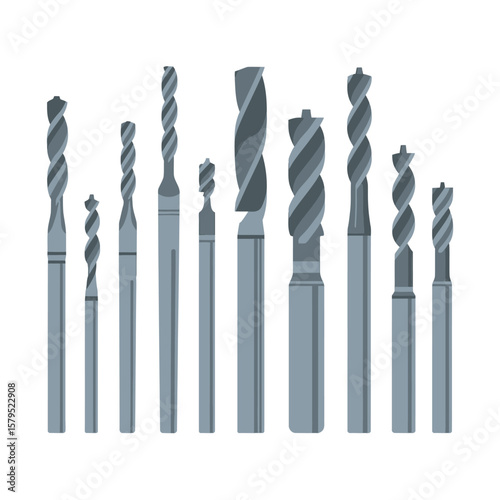 Variety of Drill Bits in Flat Lay