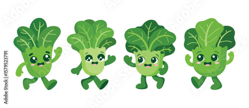 Cute Cartoon Bok Choy Characters Walking