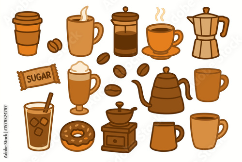 Wallpaper Mural Coffee Collection Cups Beans and Treats Torontodigital.ca