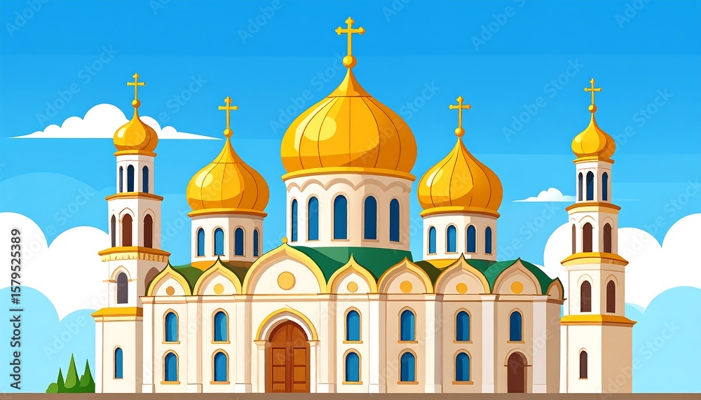 Fototapeta premium Cartoon Orthodox cathedral