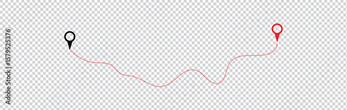 dotted line trip dashed trace transportation track and silhouette, travelling symbol vector illustration
