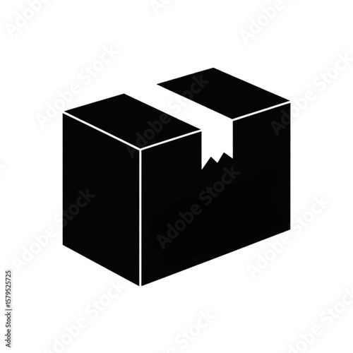 Black icon for package. Flat vector illustration of wrapped gift box with bow, present symbol for celebration, unboxing, branding, surprise, giveaway, isolated on white background

