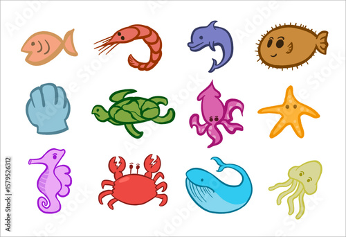 fish sea marine 2d hand drawn ocean animals