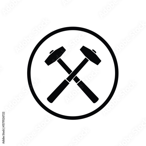 Crossed hammers symbol tools metalwork