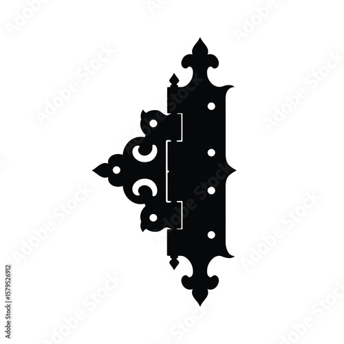 Ornate black gate hinge vector decorative