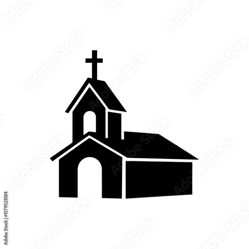 Simple Church Illustration a Place of Worship and Faith an Artistic Black Silhouette