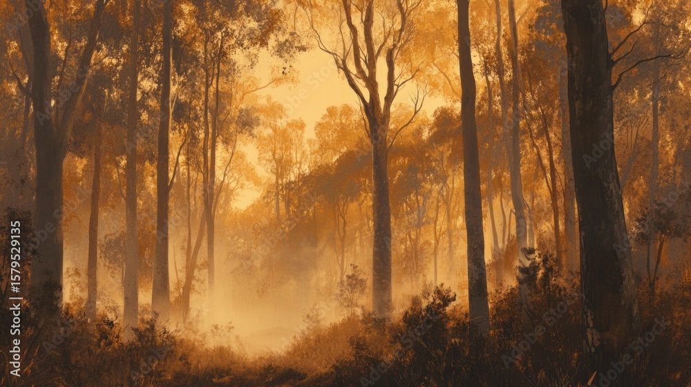 Fototapeta premium Golden hour forest vista