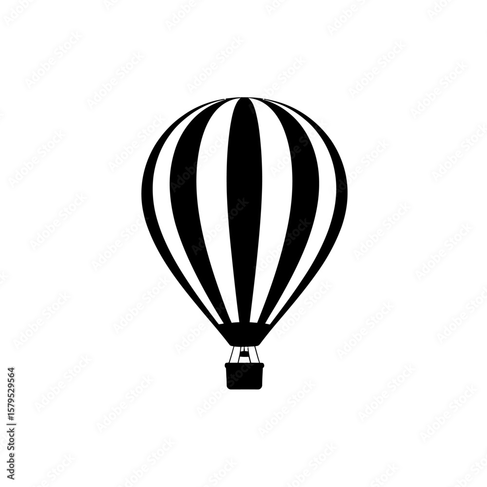 Fototapeta premium Striking Silhouette of a Classic Hot Air Balloon Ascending Gently to the Sky