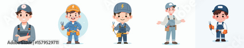 smiling face electrician character vector