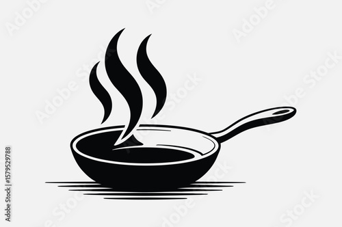 Kitchen frying pan vector icon design isolated on white background