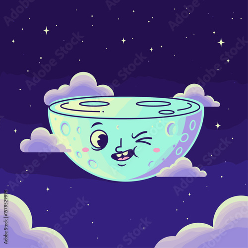 Moon icon logo flat vector design