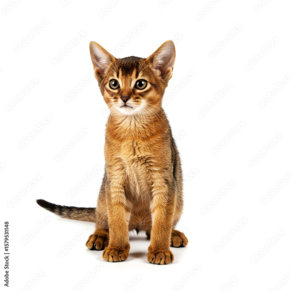 Obraz premium Abyssinian kitten posing on white background