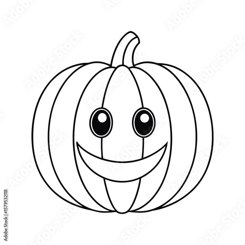 A happy jack o lantern smiling in Halloween style kids coloring book Vector illustration