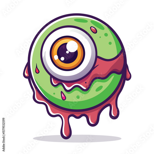 Cartoonish Melting Eyeball A Spooky, Whimsical Halloween Illustration 