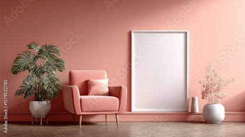 Wallpaper Mural Pink Room, Empty Frame Torontodigital.ca