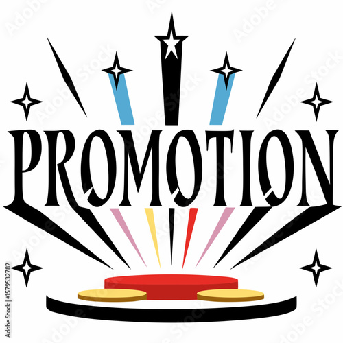 Colorful Promotion Vector with Coins, Rays, and Celebration Elements