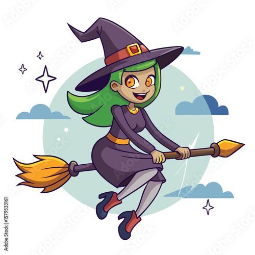 Enchanting Witch Illustration Fly into Halloween Spells and Potion, a Halloween story of the forest