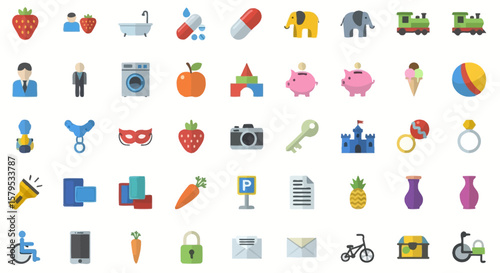 Diverse Flat Design Icons Set