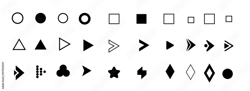 flèche, Bullet List for PowerPoint Presentation, Bullet point collection, arrows set vector illustration. Bullet points arrow collection. Vector illustration. Bullet point collection for presentation