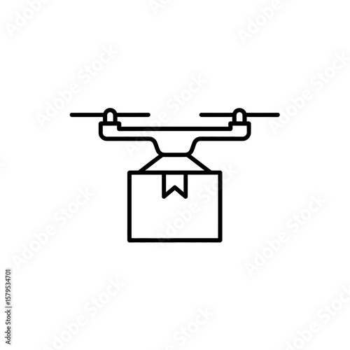 Drone Delivery Service Concept Drone Carrying Box Package Air Shipping Delivery Fast Transportation