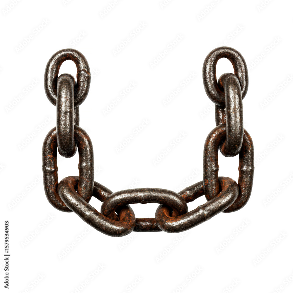 Fototapeta premium Old iron chain isolated on white background